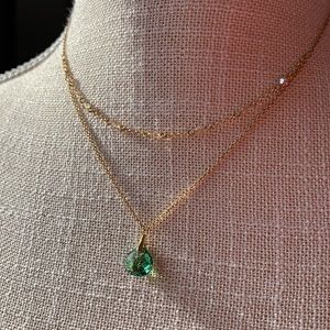 NIB - Swarovski Crystal Green drop double strand pendant necklace